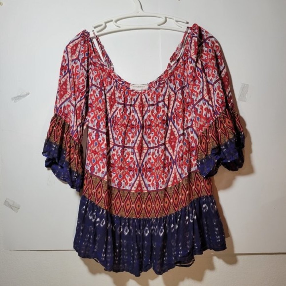 Womens Beachlunchlounge Peep shoulder Peasant top Size XS
